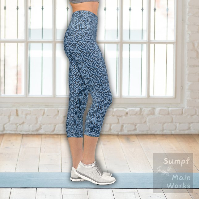 Tiger Pattern in Blue Capri Leggings (Creator Uploaded)