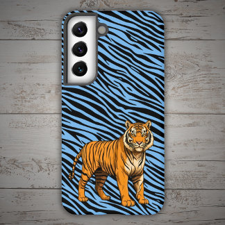 Tiger Pattern in Light Blue with Tiger Samsung Galaxy Case
