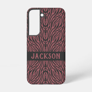 Tiger Pattern in Red and Gray with Name Samsung Galaxy Case