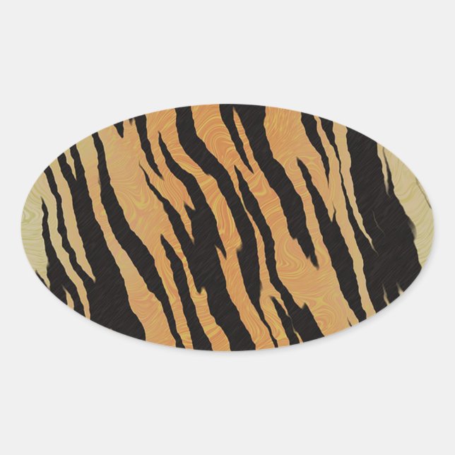 Tiger Pattern Oval Sticker (Front)