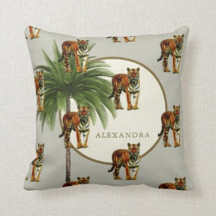 Tiger Pattern Palm Tree Leopard Print Personal Cushion