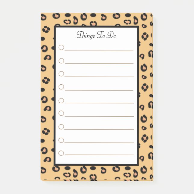 Tiger Pattern Personalised Things To Do Post-it Notes (Front)