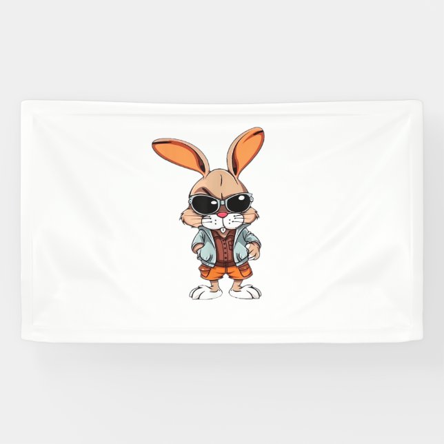 Tiger Pattern Rabbit Easter Bunny for Kids  Banner (Horizontal)