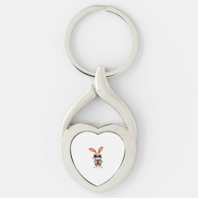 Tiger Pattern Rabbit Easter Bunny for Kids  Key Ring (Front)