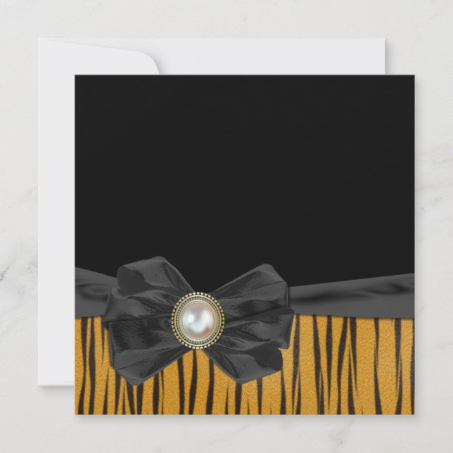 Tiger Pattern with Bow  Wedding Invitations (Front)