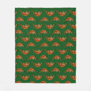 Tiger Pattern with Green Background Fleece Blanket