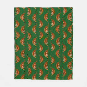 Tiger Pattern with Green Background Fleece Blanket