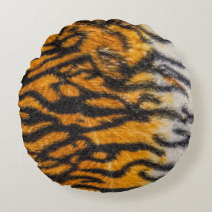 Tiger patterned backgroundabstract, animal, asia,  round cushion
