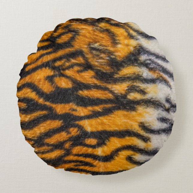 Tiger patterned backgroundabstract, animal, asia,  round cushion (Front)