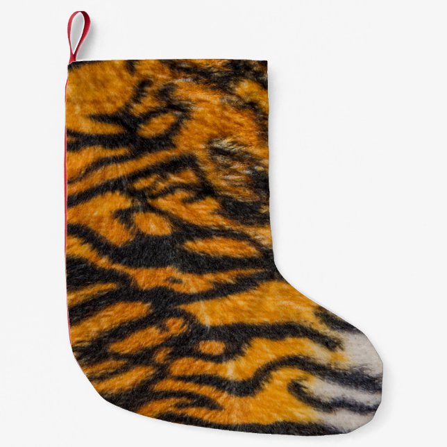 Tiger patterned backgroundabstract, animal, asia,  small christmas stocking (Front)