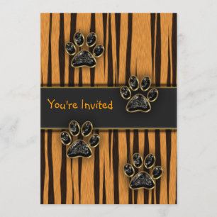 Tiger Paw Child Birthday Party Invitation