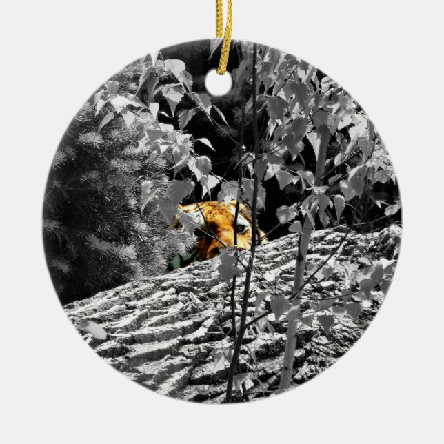 Tiger Peek-a-boo Ornament (Front)