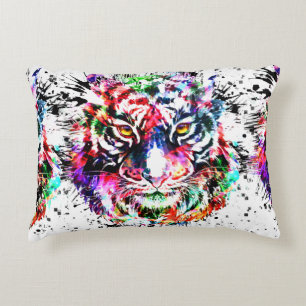 Tiger Pillow Colourful Drawing Abstract Art