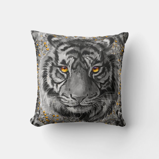 Tiger Pillow | Colourful Tiger Drawing (Front)