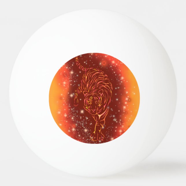 Tiger Ping Pong Ball Running In Starry Night (Front)