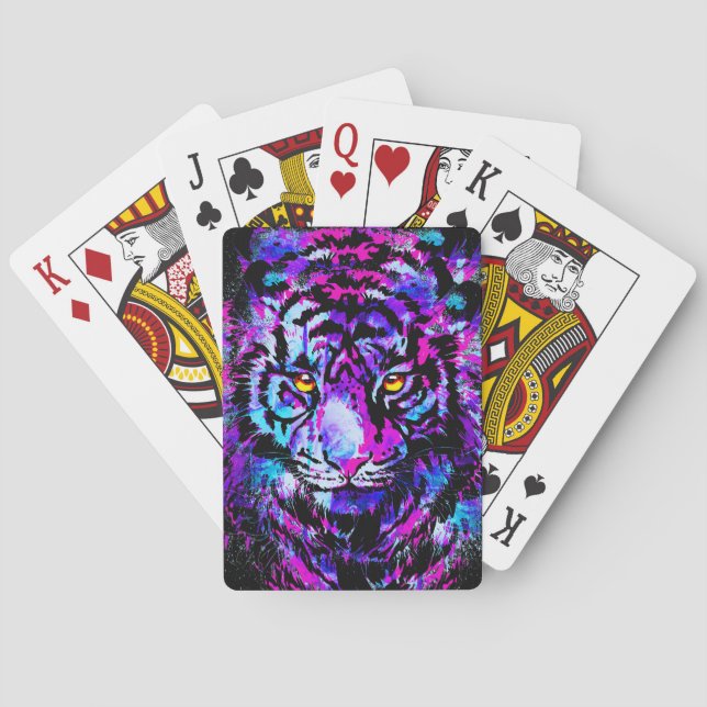Tiger Playing Cards - Purple Tiger Face Rug (Back)