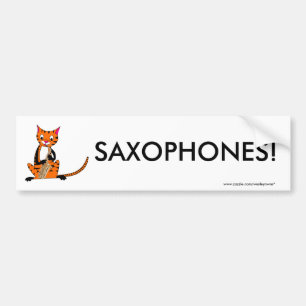 Tiger Playing the Saxophone Bumper Sticker