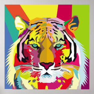 Tiger Pop Art Portraitart, pop, tiger, animal, fac Poster