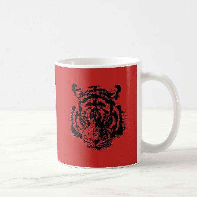 Tiger Pop Art Red Black Coffee Mug (Right)