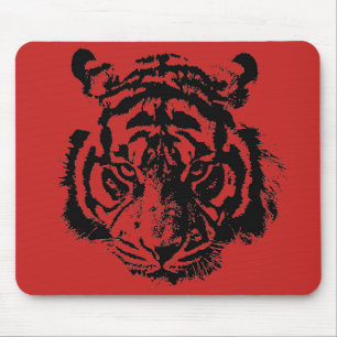 Tiger Pop Art Red Black Mouse Pad