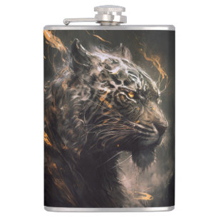 Tiger Portrait Animal Nature Wildlife Painting Art Hip Flask