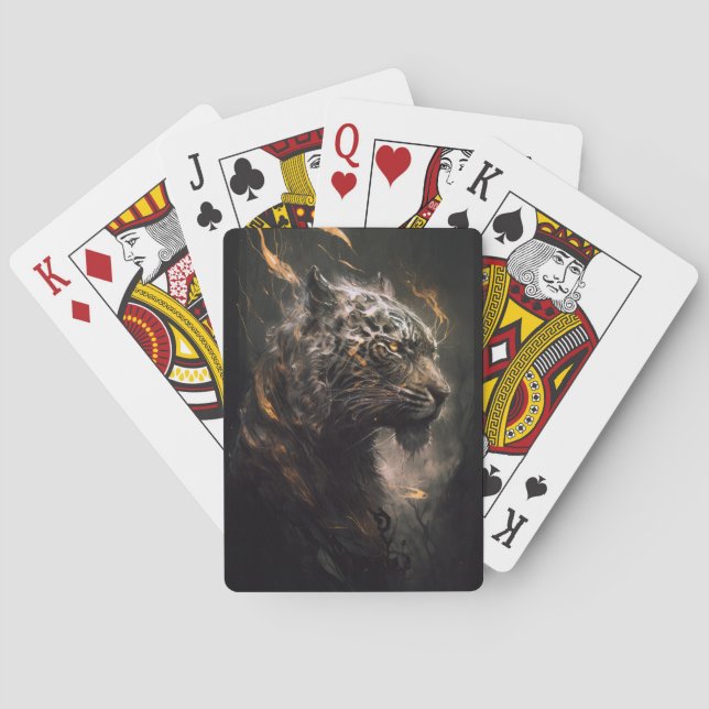 Tiger Portrait Animal Nature Wildlife Painting Art Playing Cards (Back)