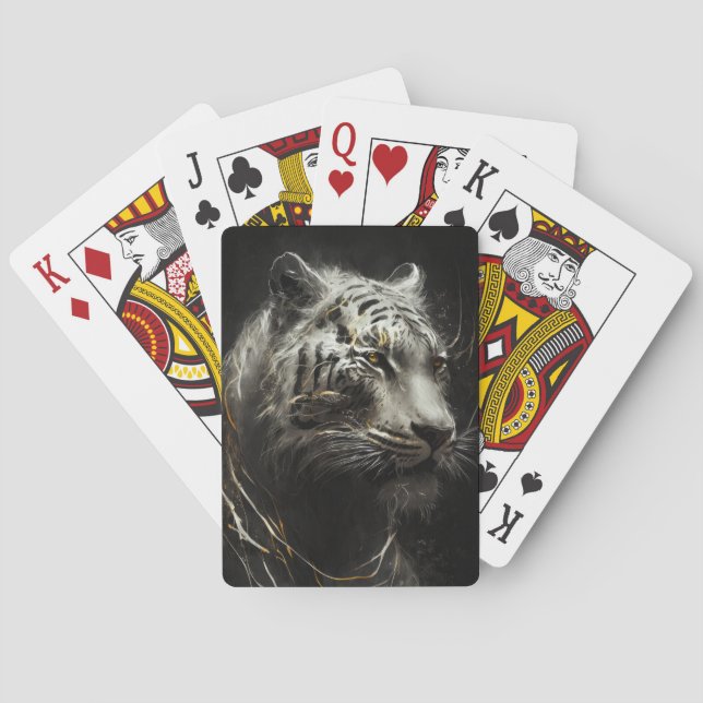 Tiger Portrait Animal Nature Wildlife Painting Art Playing Cards (Back)