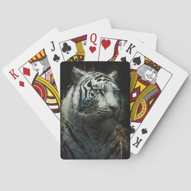 Tiger Portrait Animal Nature Wildlife Painting Art Playing Cards (Back)