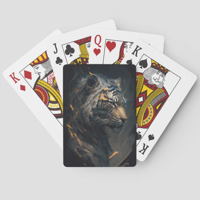 Tiger Portrait Animal Nature Wildlife Painting Art Playing Cards (Back)