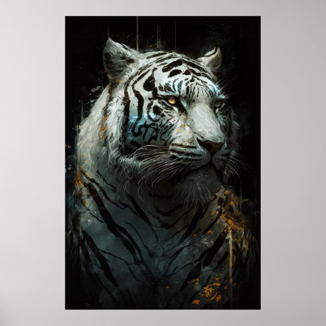 Tiger Portrait Animal Nature Wildlife Painting Art Poster (Front)