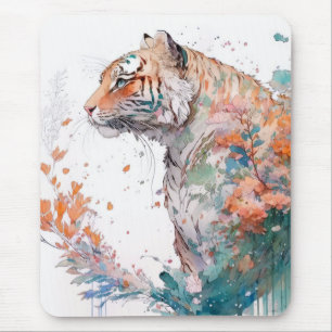Tiger Portrait Animal Painting Wildlife Outdoors  Mouse Pad