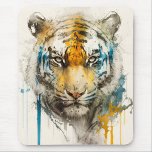 Tiger Portrait Animal Painting Wildlife Outdoors  Mouse Pad