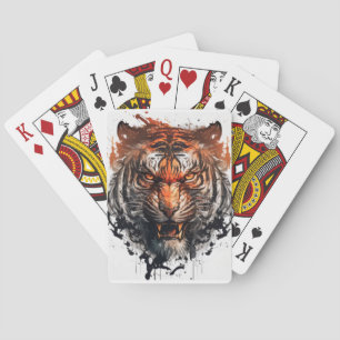 Tiger Portrait Animal Painting Wildlife Outdoors  Playing Cards