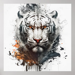 Tiger Portrait Animal Painting Wildlife Outdoors  Poster