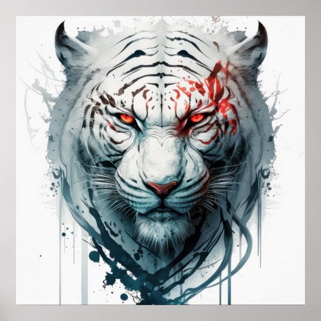 Tiger Portrait Animal Painting Wildlife Outdoors  Poster (Front)