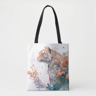 Tiger Portrait Animal Painting Wildlife Outdoors  Tote Bag