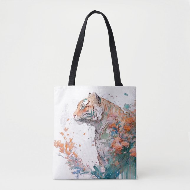 Tiger Portrait Animal Painting Wildlife Outdoors  Tote Bag (Front)