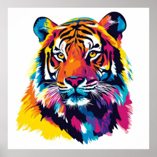 Tiger Portrait Illustration Watercolour Painting Poster