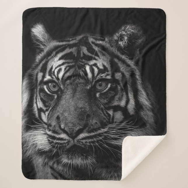 TIGER PORTRAIT IN BW SHERPA BLANKET (Front)