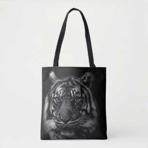 TIGER PORTRAIT IN BW TOTE BAG