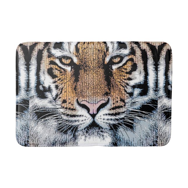 Tiger Portrait in Graphic Press Style Bath Mat (Front)