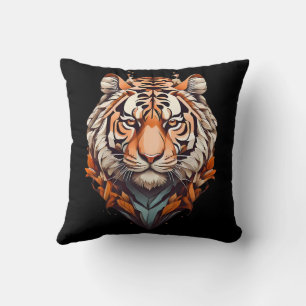 Tiger portrait, minimalistic design orange colour cushion