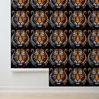 Tiger portrait on black wallpaper