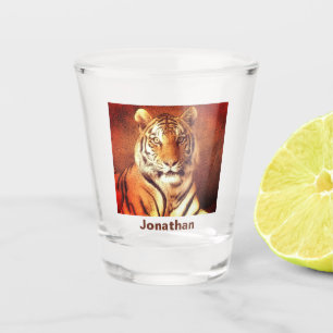 Tiger Portrait Photo Personalised Name Cool  Shot Glass