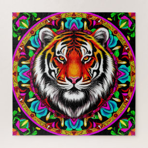 Tiger Portrait with Mandala Design Jigsaw Puzzle