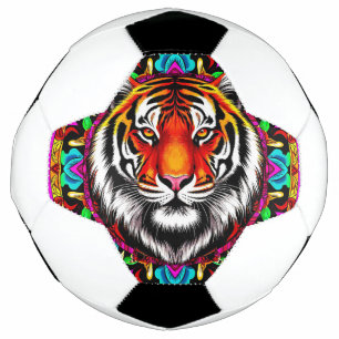 Tiger Portrait with Mandala Design Soccer Ball