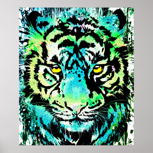 Tiger Poster Art - Colourful Tiger Eyes  (Front)