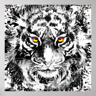 Tiger Poster Art   Tiger Drawing   Black and white