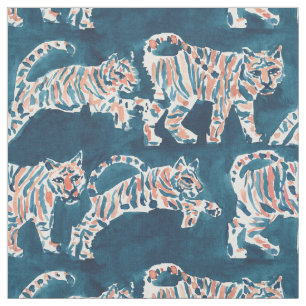 TIGER POUNCE Boho Chic Safari Watercolor Pattern Fabric