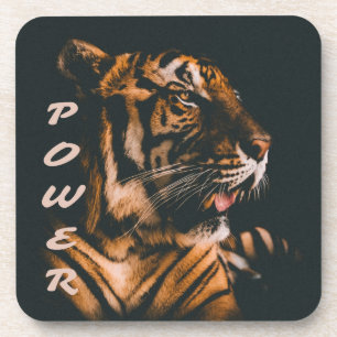 Tiger Power Stripes Fierce Motivational Coaster